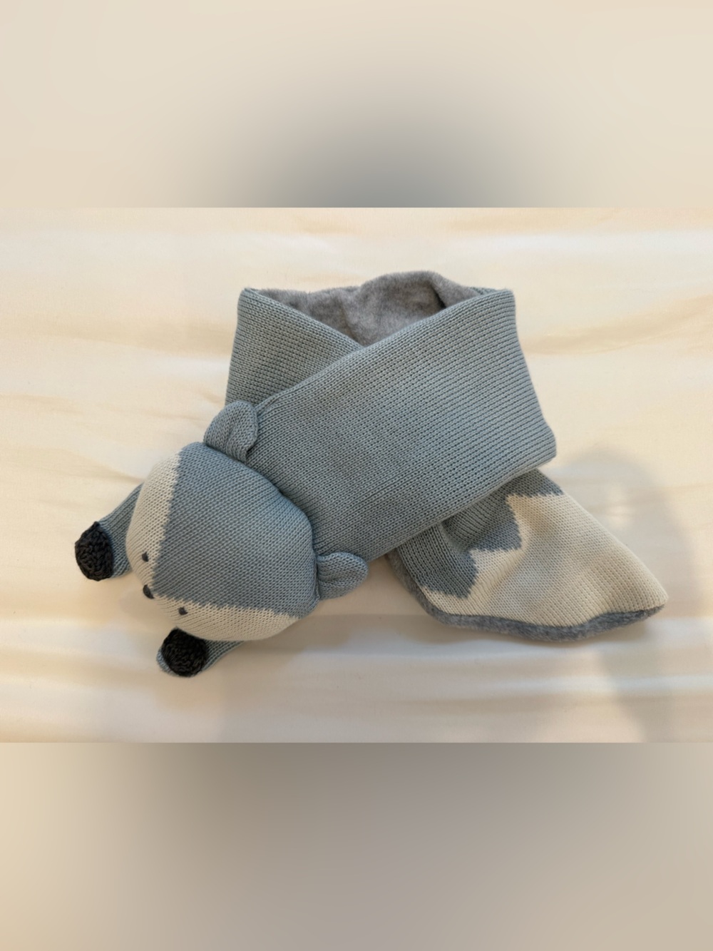 Paco Rabanne Baby Light Blue and Cream Knit Kids Scarf